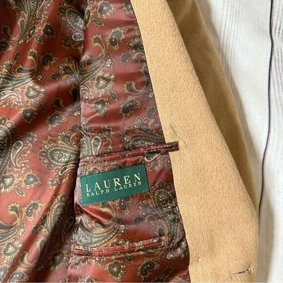 Lauren Ralph Lauren Blazer Men’s Size 42-R Beige 100% Camel Formal Wedding Work - Picture 9 of 11